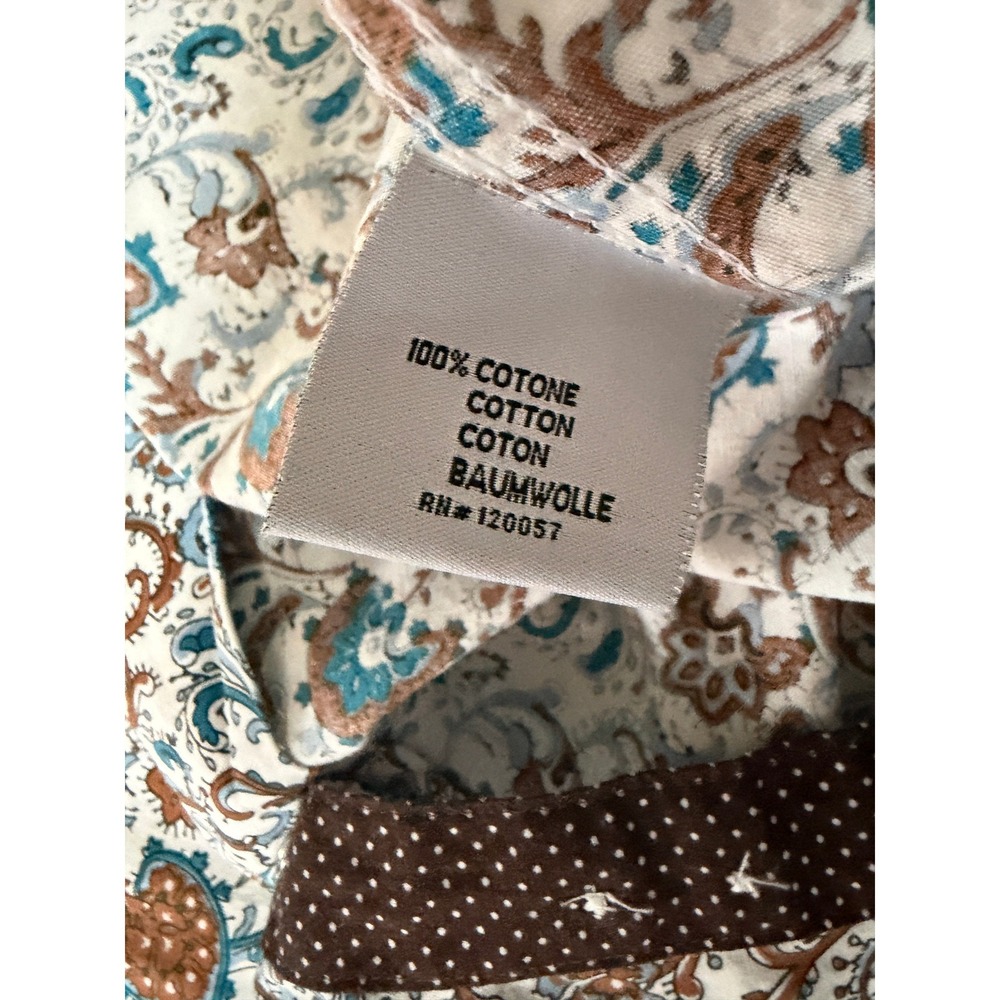 John Lennon Mens Floral Paisley Button Down Shirt Blue Brown Long Sleeve 3XL - Picture 10 of 10